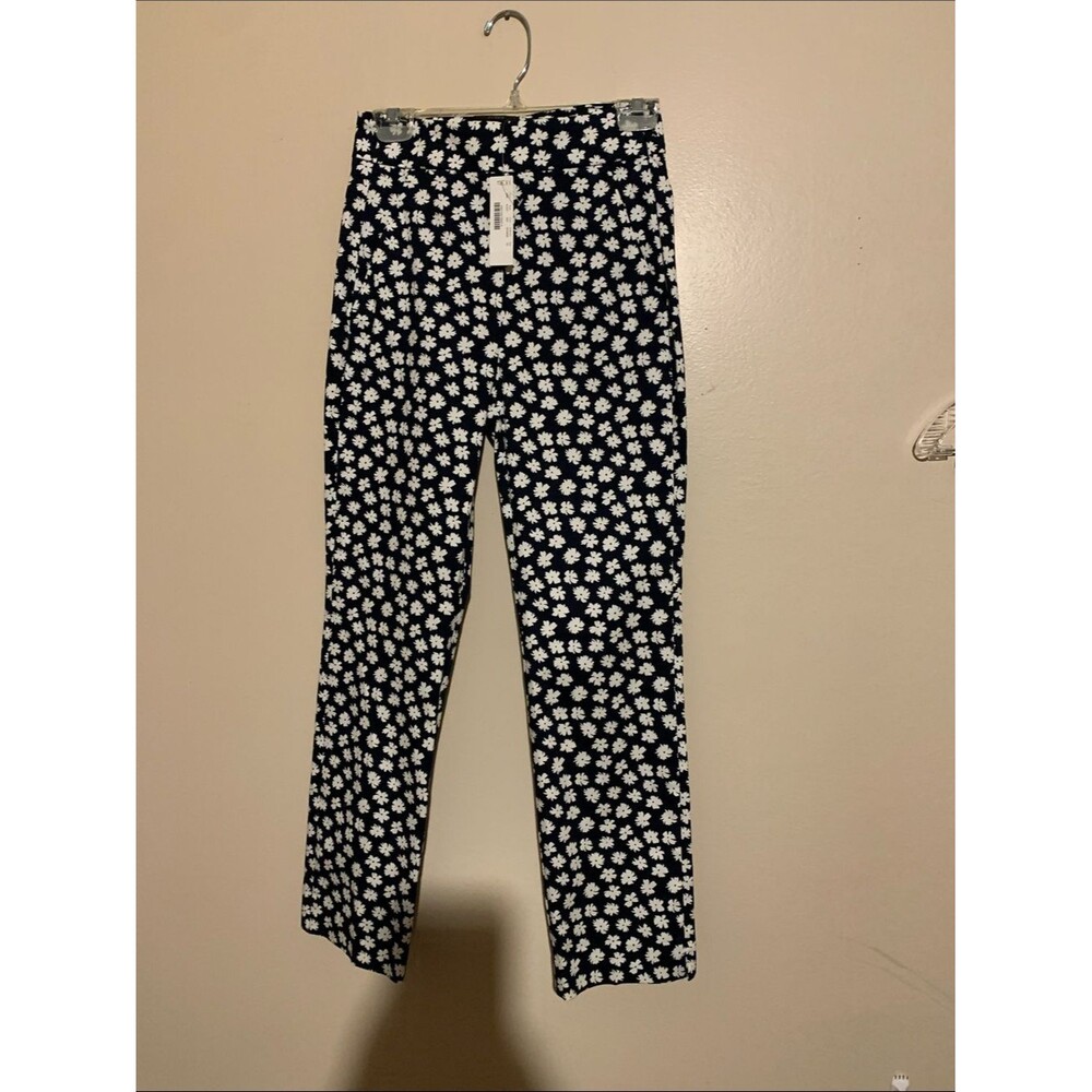 Women J. crew Floral Print pants size 00- Stretch Daisy Pattern daisy print navy